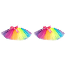 2Pièces Robe De Fête Arc-En- Multi, Jupe Élastique En Tulle