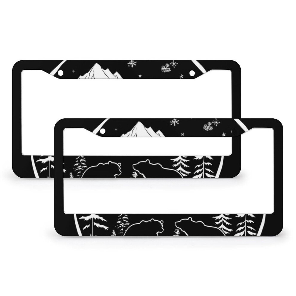 Bear & Mountain License Plate Cover Set (2 Pcs) Â Compatible With Us/Canada Standard, Aluminum Metal Car Accessories 9136381505122