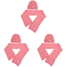 3Ensembles Bonnets Et Écharpes Rose Broderie Cœur Déco