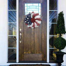 Handgemaakte patriottische bloemenkrans - Deurhanger met Amerikaanse vlag als thema, decoratie voor 4 juli, Onafhankelijkheidsdag, Memorial Day en