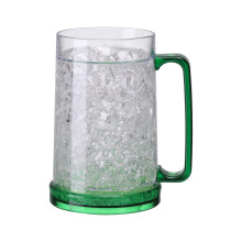 Boccali da birra refrigeranti, boccali da birra in plastica a doppia parete con gel ghiacciato, boccali da birra in plastica con manici per feste e