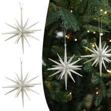 2 stuks 11,4 cm glitter kerststerren, kerstboom- en tafeldecoratie, kerstcadeau – geschikt voor standaard kerstboomhaken