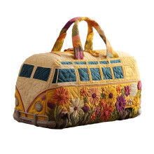 Handgefertigte, gesteppte Hippie-Van-Reisetasche, geräumig, strapazierfähig, perfekt für Wochenendausflüge und Musikfestivals (45,7 x 22,9 x 22,9