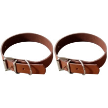 2Stk Komfortables Braunes Lederhalsband Für Haustiere Verstellbar
