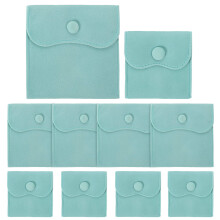 10Pcs Sky-Blue Jewelry Pouches with Snap Button Lint Fabric for Home