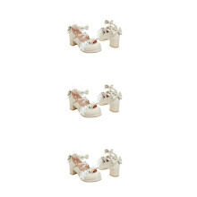 3Paare Fashionable Beige Bowknot Schuhe Damen Komfort Four Seasons