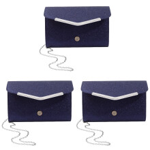 3Stk PU Clutch Purse Dunkelblau Damen Abendtasche Mit Kette
