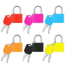 Flerfarvede mini-bagagelåse i metal med nøgler, 6 stk.
