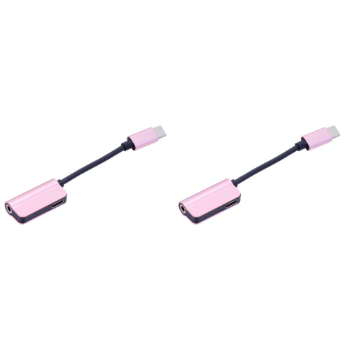 2Pcs 2-in-1 Type Converter Earphone Adapter