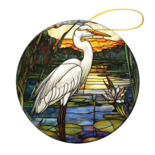Kerstornament met reiger in de Florida Everglades – Gepersonaliseerde kerstboomversiering, kerstfeestdecoratie, geschikt voor standaard
