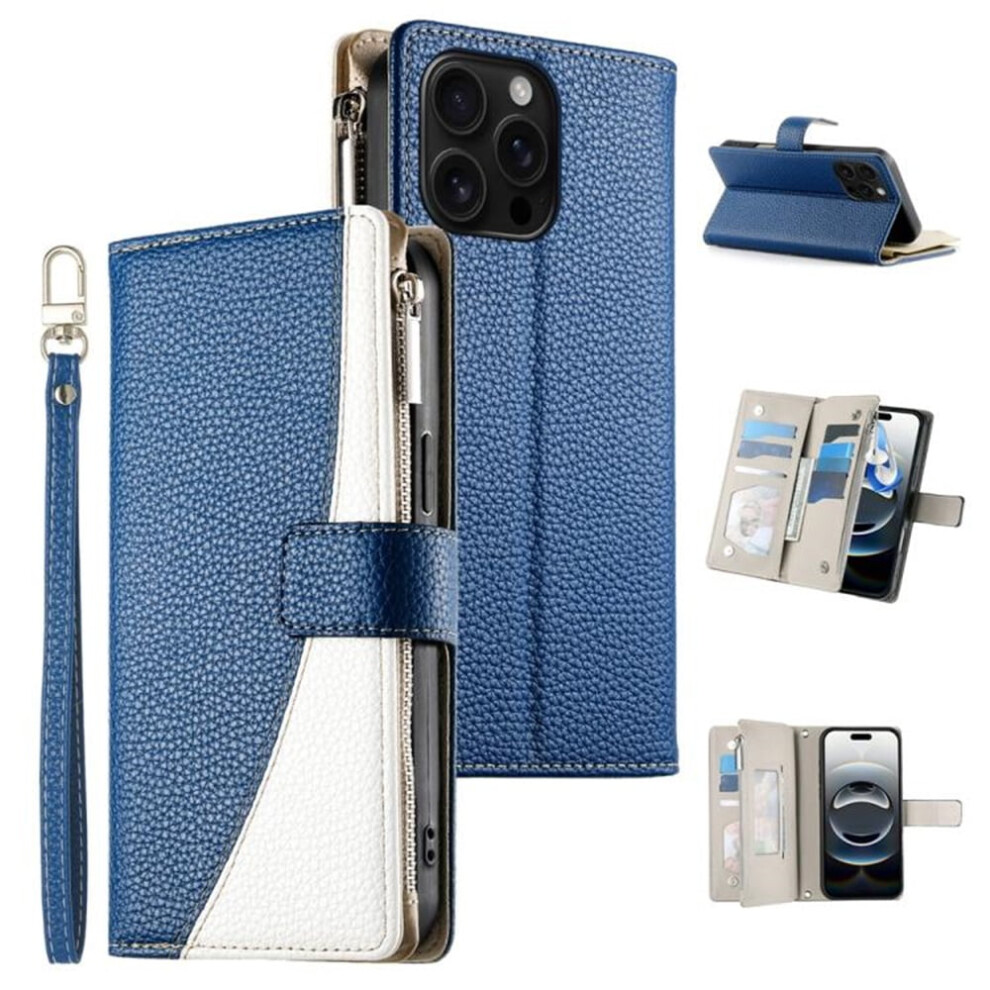 Pu Leather Flip Wallet Case For Iphone 14 Pro Max Dark/Blue 9065194890067