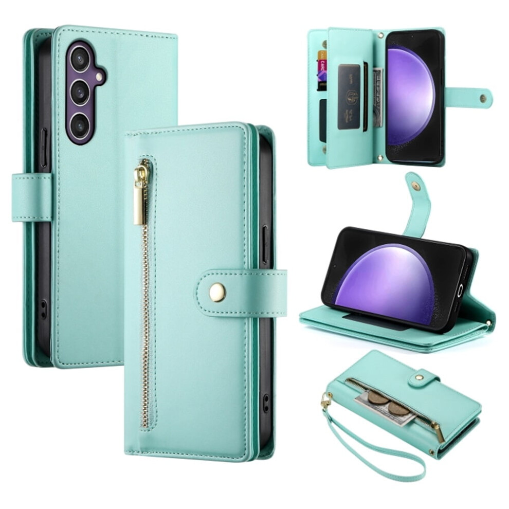 Compatible With Samsung Galaxy S25 Fe 5G 6.7" Wallet Case Â Leather, Multi-Card Slots, Zipper Pocket, Lanyard & Wristlet Green 9482726227274