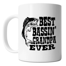 Father's Day Gifts for Grandpa, Best Bassin' Grandpa Ever 11 oz Coffee Mug for Grandpa Birthday, Fishing Lover Tea Cup, Fishing Grandpa Gifts