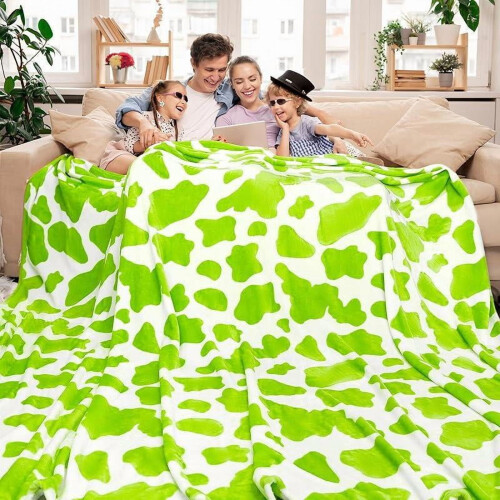 Manta de flanela com estampa de vaca rosa choque, 152 x 203 cm (60 x 80 polegadas)