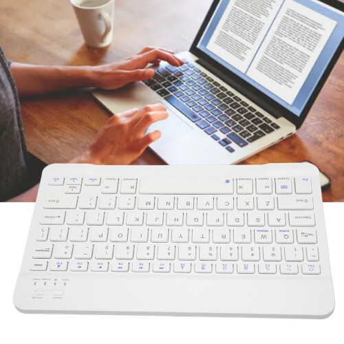 10 Inch Silent Wireless Bluetooth Keyboard for iOS/Tablet, White