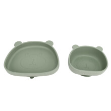 Olive Green Panda Baby Suction Plate