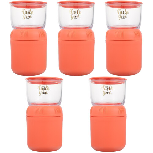 5Sets Portable Kids Breakfast Cup Pink Combined Complementary Box 2