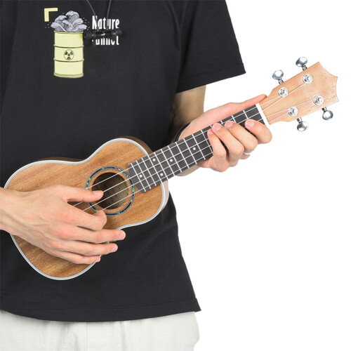 Μίνι Ukulele 21 ιντσών με πλαστικό δέσιμο, δεμένο πάνω μέρος, πίσω μέρος και ταστιέρα, 2
