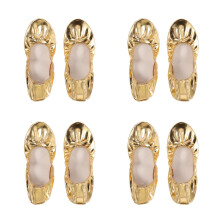 4Paare Goldene Tanzschuhe PU Für Ballett Yoga Mit Flexibler Sohle
