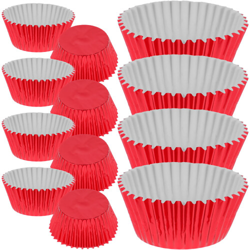 300Pcs Food-Grade Red Cupcake Liners Baking Cups with Striped Design 1