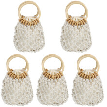 5Stk Damen Woven Clutch Weiß Strand Freizeit Handtasche