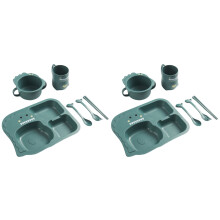 2Ensembles Kit Assiettes Compartimentées Bébé Vert PP