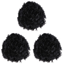 3Pcs Black Swim Caps 3D Flower Petals Stylish for Swimming