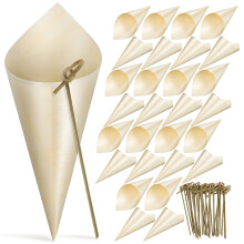 100Pcs Disposable Wooden Ice Cream Cones Small Food and Cocktail Picks