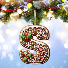 Peperkoek alfabet ornamenten, 26 beginletters van zuurstokken met bessen – Mini monogram kerstboomversiering, feestcadeaus, doe-het-zelf