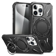 Compatibile con iPhone 15 - Custodia magnetica robusta - Antiurto, di livello militare, antiscivolo, con anello di supporto, ultra sottile in