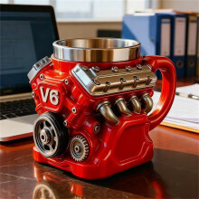 Κούπα καφέ Retro V6/V8 Engine, διπλού τοιχώματος από ανοξείδωτο ατσάλι με μόνωση και λαβή