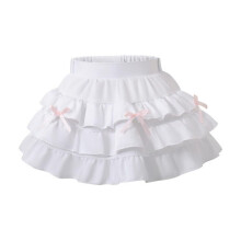 Minirock für Mädchen, kleiner Festivalrock mit Rüschen, hochgeschnitten, Cheerleader-Cosplay-Stil, schlichter Skort, Mädchen, Weiß, 10-11 Jahre