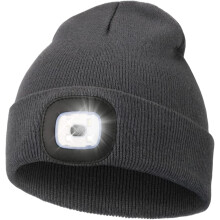 Wiederaufladbare LED-Mütze mit integriertem Stirnlicht und freihändiger Beleuchtung, gestrickte Nachtlichtmütze – kompatibel mit USB-Ladefunktion