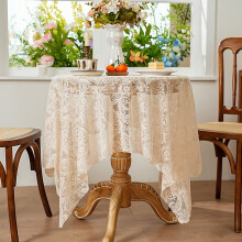 Spitzentischdecke 40 x 55 Zoll, durchbrochenes französisches Design, weiches Polyester, knitterfrei, passend für rechteckige und runde Tische,