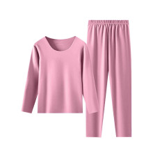asdoklhq Thermisch ondergoed voor dames, casual effen trui met ronde hals, hoge elasticiteit, warmhoudend ondergoedset, paars XL