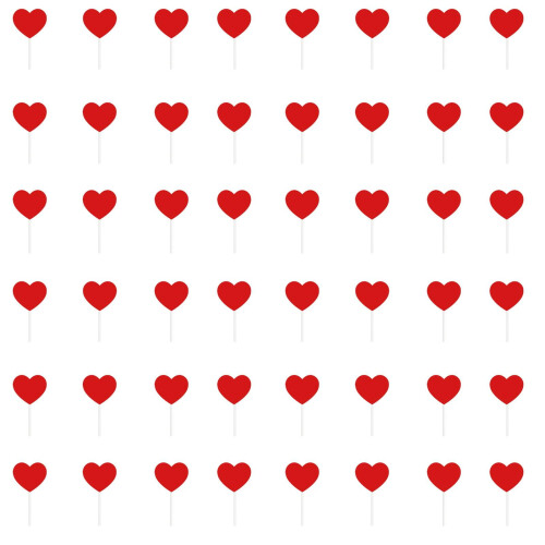 Love Heart Cupcake Toppers Red 48 PCS