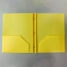 Robuster 2-Taschen-Kunststoffordner mit 3 Klammern, geeignet für Blätter im Letter-Format (9,45" x 11,73", gelb, 1 Stück)