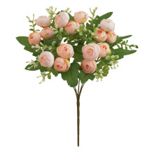 Bloemstuk met theeknopjes in oosterse stijl, pioenroos, realistische huisdecoratie, geschikt voor de woonkamertafel en bruiloftsdecoratie.