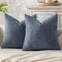 Capas de Almofada Decorativas de Primavera 45x45cm em Chenille Azul Acinzentado (Pacote com 2)