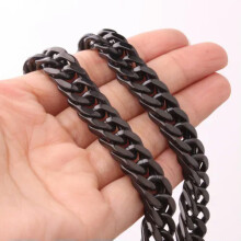 8–19 mm schwarze, plattierte Herren-Panzerkette aus 316L-Edelstahl im kubanischen Stil – Schwarz – 10 mm – 20 Zoll oder 50 cm