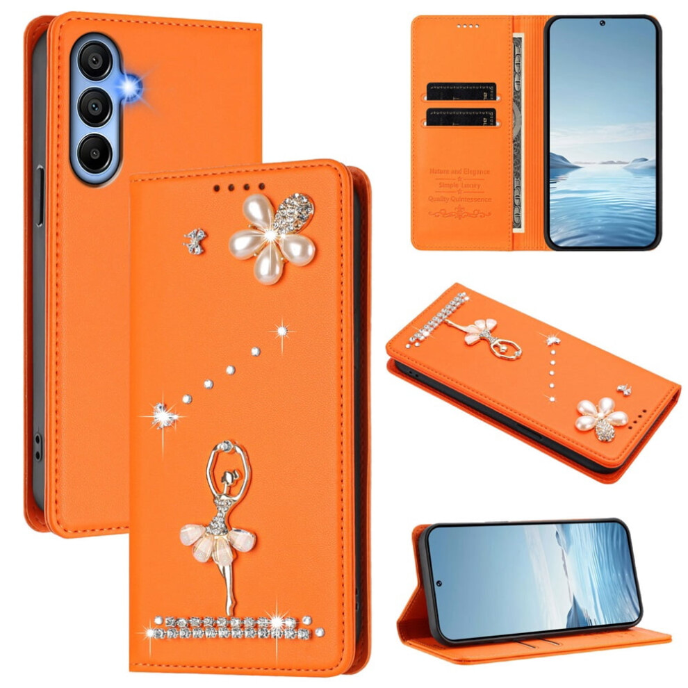Rfid-Blocking Ballet Girl Flip Wallet Leather Case For Samsung Galaxy A55 5G Â Compatible With Galaxy A55 (5G) Orange 9482726230540