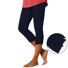 Capri-Leggings für Damen, elastisch, knielang, marineblau
