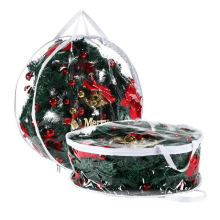 30" Clear Christmas Wreath Storage Bag - Festive Color with Reinforced Handles, Water-Resistant Design to Safeguard Wreaths for Next Holiday Season