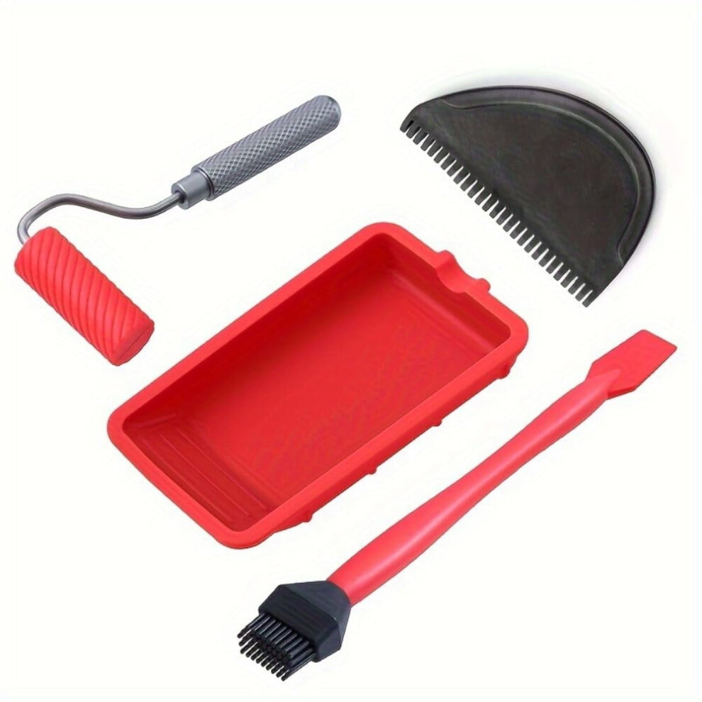 Reusable Silicone Woodworking Glue Roller With Tray - Carpenter's Paint Application Tool Container 9482726232049