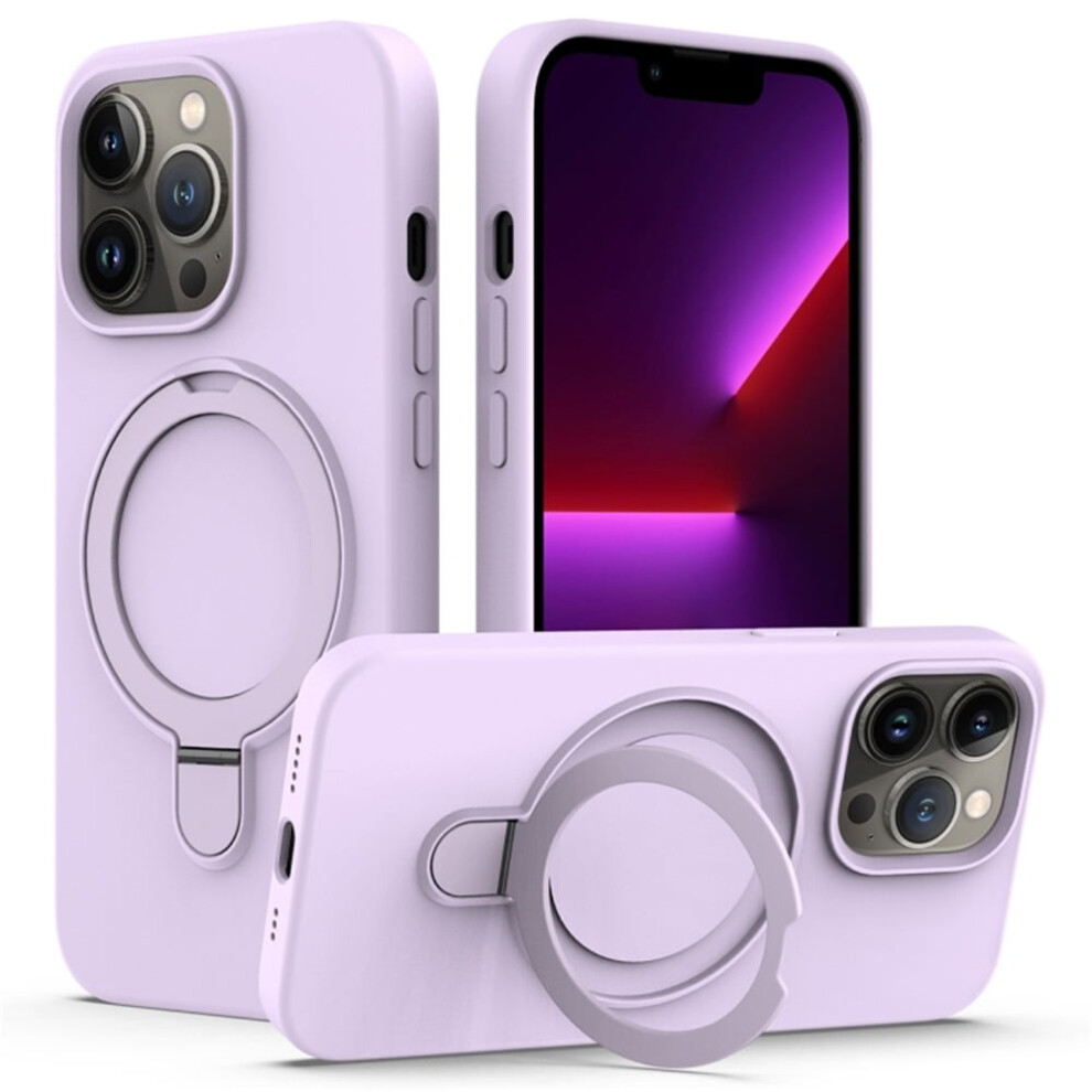 Magnetic Liquid Silicone Case For Iphone 14 Pro Max, Magsafe-Compatible With Ring Stand & Heavy-Duty Protection Â Lilac Purple 9482726231912