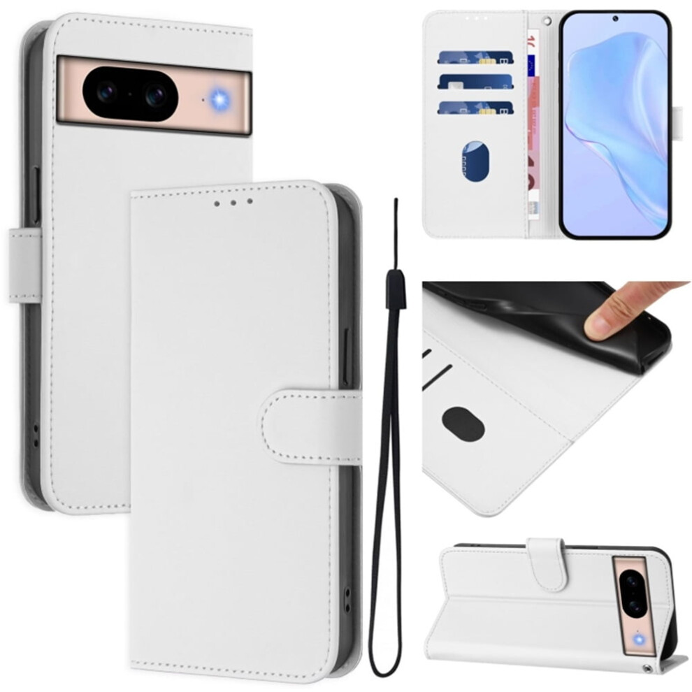 Wallet Case Compatible With Google Pixel 8A Â Pu Leather Magnetic Flip Folio, 3-Card Holder & Wrist Strap, White 9482726231394
