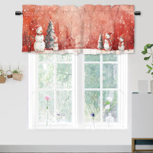 Christmas Thermal Valance Snowman Red Plaid Scarf Cap