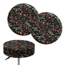 Coussin rond Ă motif floral libellule pour tabouret de bar, lot de 2, 30-35 cm