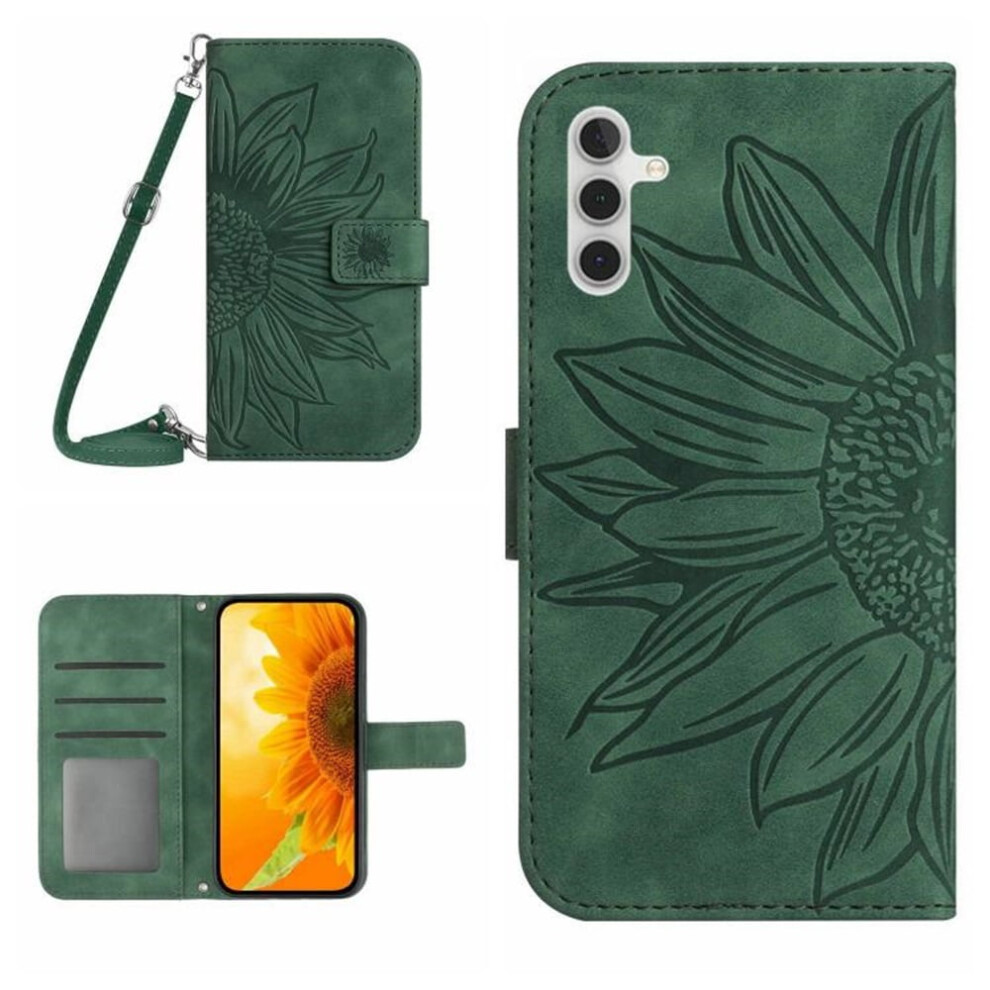 Sunflower Embossed Pu Leather Flip Wallet Case With Magnetic Closure, Card Slots & Hanging Rope For Samsung Galaxy S25 Fe 5G 6.7" 9482726234388