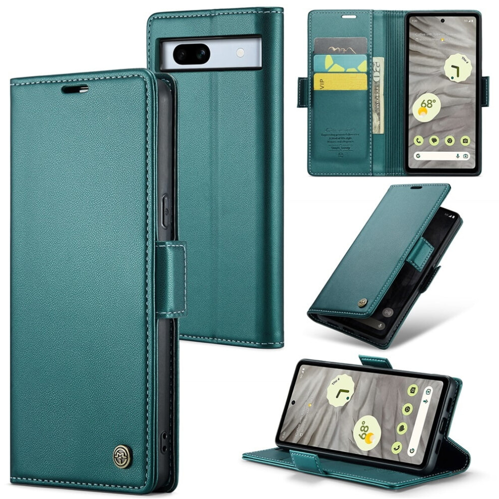 Caseme Leather Wallet Case For Google Pixel 7A Â Rfid Blocking, Magnetic Clasp, Kickstand Folio, Â Compatible With Google Pixel 7A Green 9482726235309